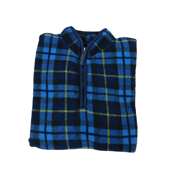 Catalina Wmn M Blue & Blk Plaid Lng Slv 1/4 Zip - Picture 2 of 7